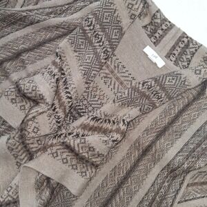 J.Jill Women's Open Front Cardigan Sweater Brown‎ Pattern Knit Casual